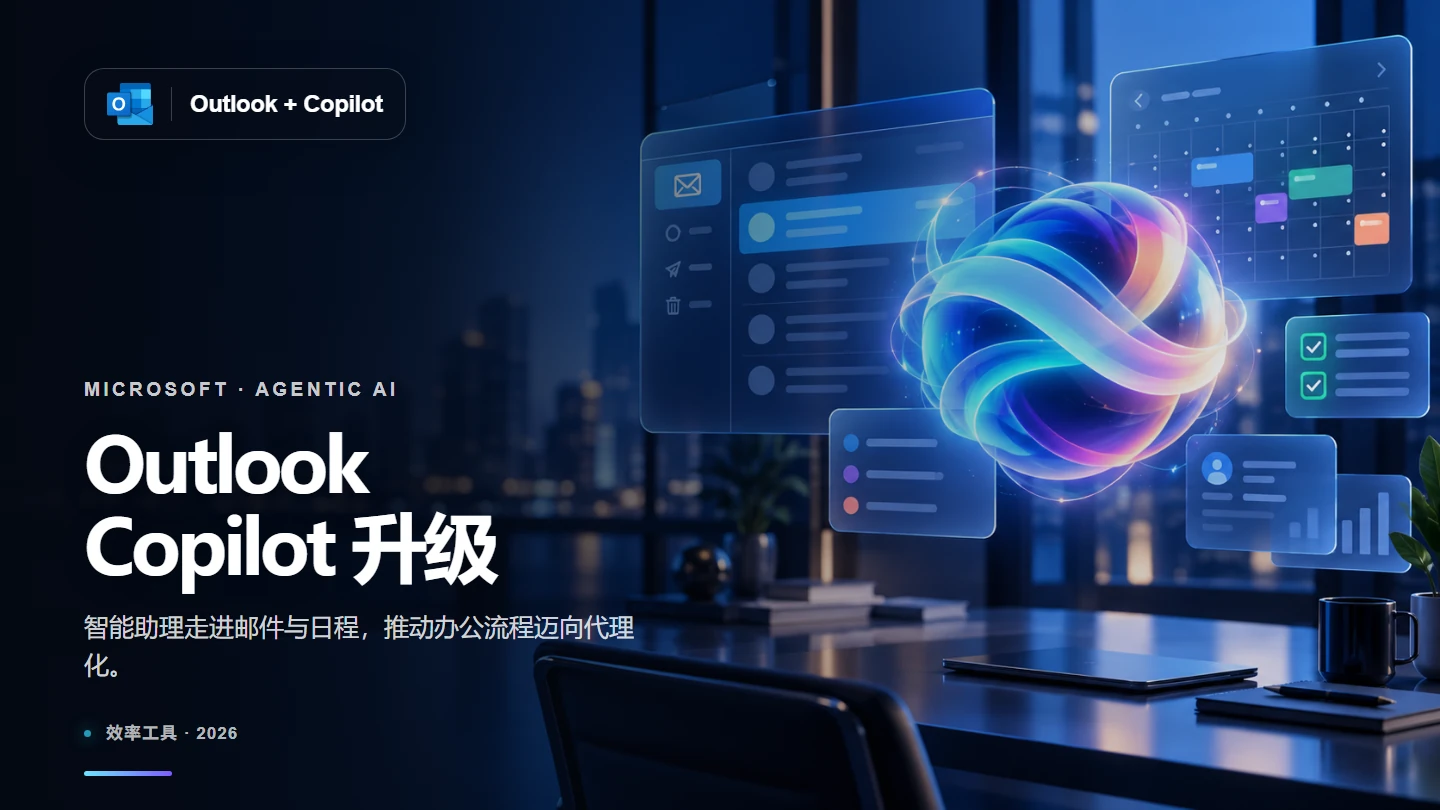 Outlook Copilot 升级为智能代理,可主动管理邮件与日程